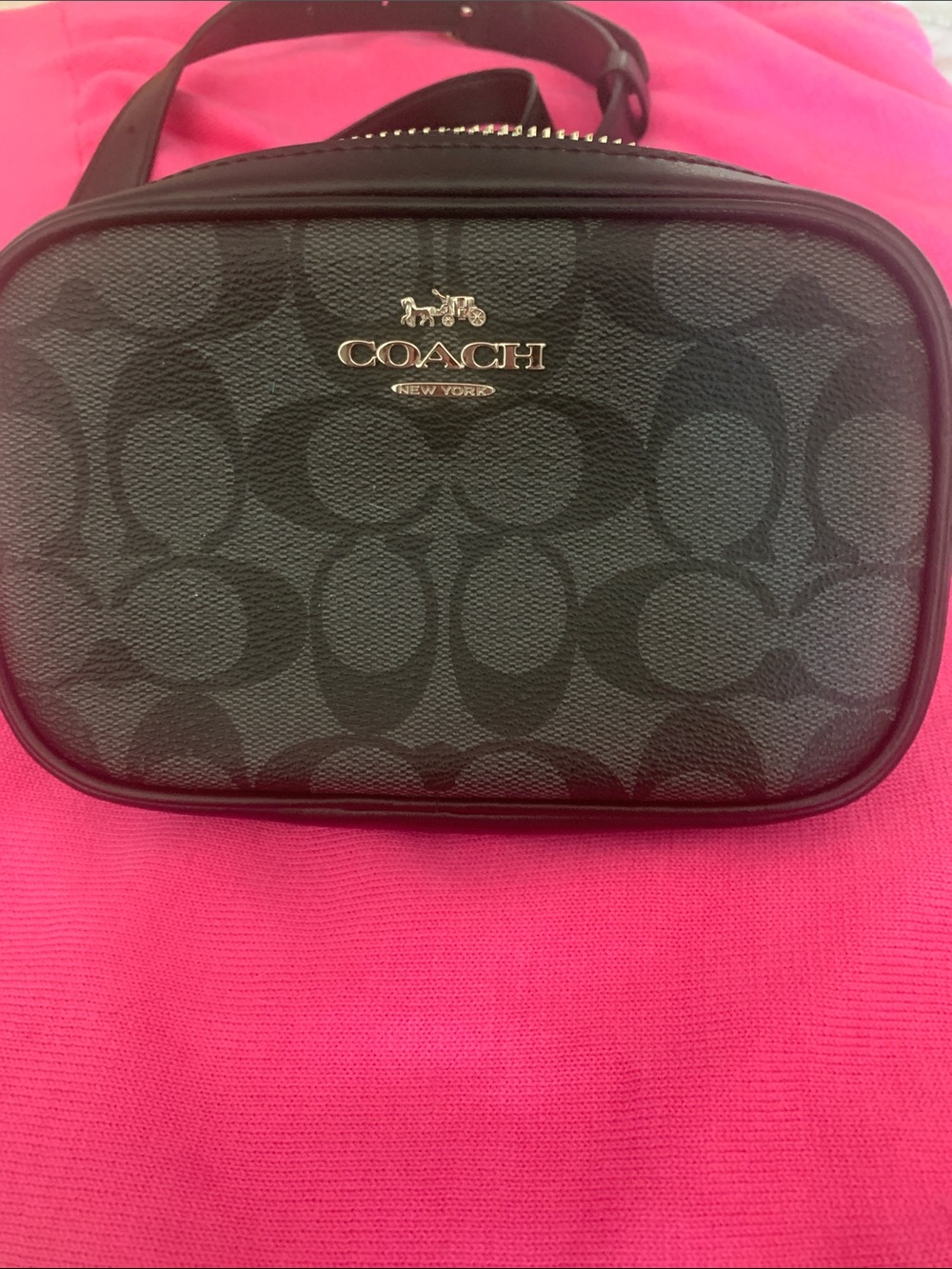 Coach Black Signature Pebbled Leather Crossbody Shoulder Bag